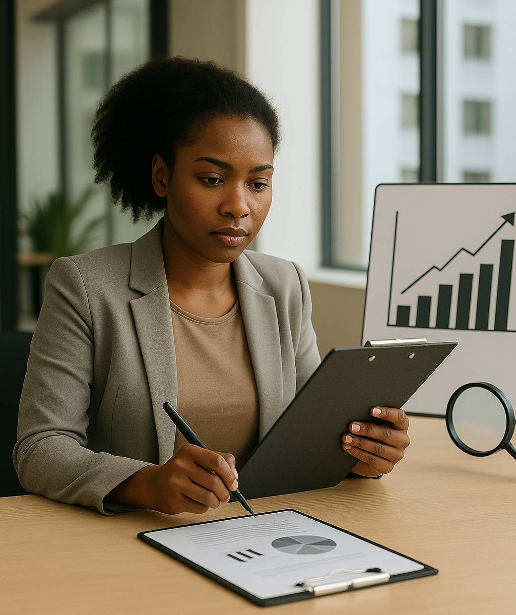 uma mulher preta realizando lentamento de Informações